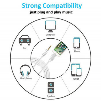 Audio Jack propojovací kabel AUX redukce s Lightning konektorem černý