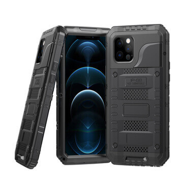 Voděodolný hliníkovo-silikonový obal pro Apple iPhone 11 - černý