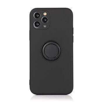 Silikonový ochranný obal s držákem na prst Apple iPhone 14 - černý