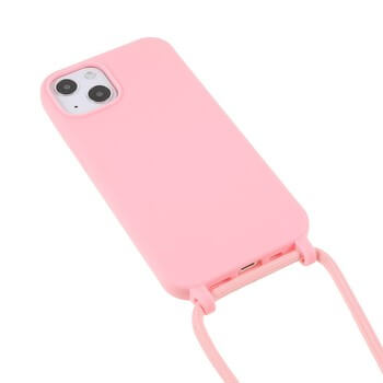 Gumový ochranný kryt se šňůrkou na krk pro Apple iPhone 11 - světle růžový