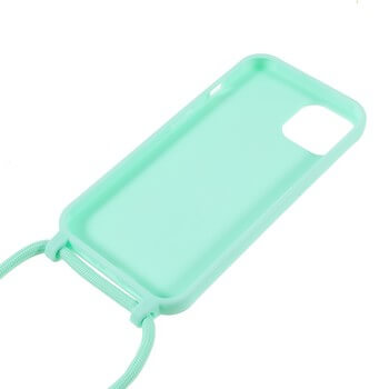 Gumový ochranný kryt se šňůrkou na krk pro Apple iPhone 11 - světle zelený