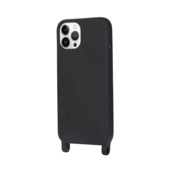 Gumový ochranný kryt se šňůrkou na krk pro Apple iPhone 12 Pro - černý
