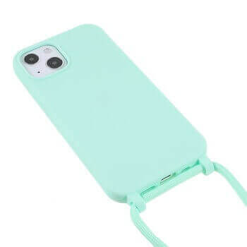 Gumový ochranný kryt se šňůrkou na krk pro Apple iPhone 7 - světle zelený