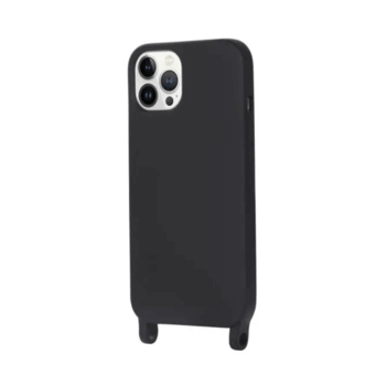 Gumový ochranný kryt se šňůrkou na krk pro Apple iPhone SE (2020) - černý