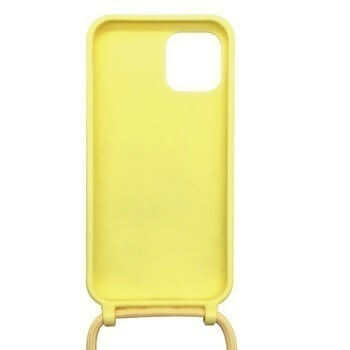 Gumový ochranný kryt se šňůrkou na krk pro Apple iPhone 13 Pro - žlutý