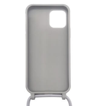 Gumový ochranný kryt se šňůrkou na krk pro Apple iPhone 11 - šedý