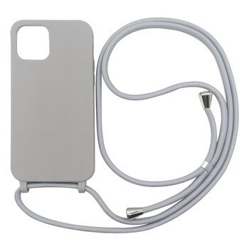 Gumový ochranný kryt se šňůrkou na krk pro Apple iPhone 13 Pro - šedý