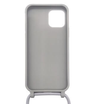 Gumový ochranný kryt se šňůrkou na krk pro Apple iPhone 14 Pro - šedý