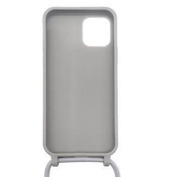 Gumový ochranný kryt se šňůrkou na krk pro Apple iPhone SE (2022) - šedý