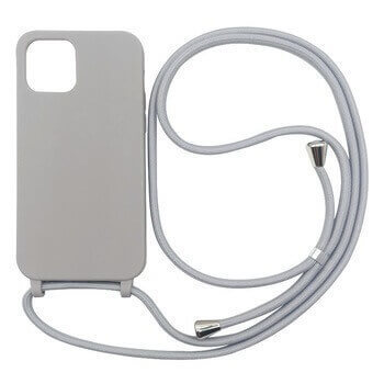 Gumový ochranný kryt se šňůrkou na krk pro Apple iPhone SE (2022) - šedý