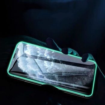 3x Ochranné tvrzené sklo se svítícím rámečkem pro Apple iPhone XR - 2+1 zdarma - růžové