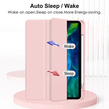 2v1 Smart flip cover + zadní silikonový ochranný obal s držákem na pero pro Apple iPad 10.2" 2019 (7. generace) - světle růžový