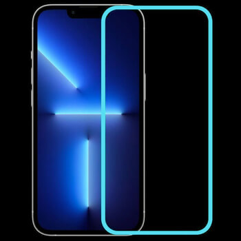 Ochranné tvrzené sklo se svítícím rámečkem pro Apple iPhone 14 Pro - světle modré