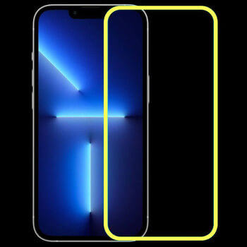 3x Ochranné tvrzené sklo se svítícím rámečkem pro Apple iPhone 12 - 2+1 zdarma - žluté