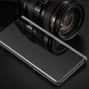 Zrcadlový plastový flip obal pro Samsung Galaxy A54 5G - černý