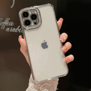 Ochranný silikonový obal s kamínky Apple iPhone 14 - stříbrný