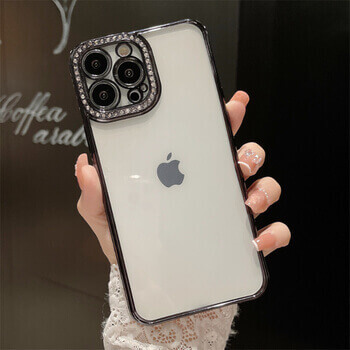 Ochranný silikonový obal s kamínky Apple iPhone 14 - černý