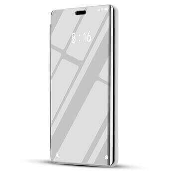 Zrcadlový plastový flip obal pro Xiaomi Redmi Note 12S - stříbrný