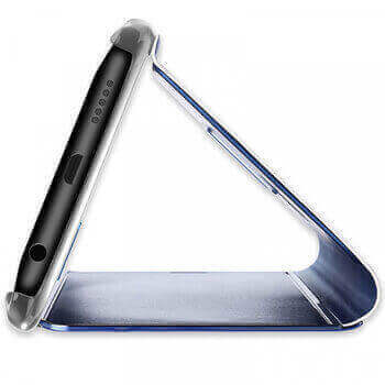 Zrcadlový plastový flip obal pro Xiaomi Redmi Note 12 Pro 5G - stříbrný