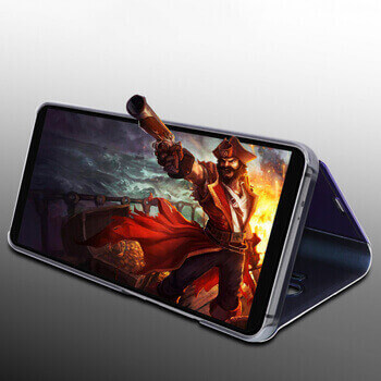 Zrcadlový plastový flip obal pro Xiaomi Redmi Note 12 5G - černý