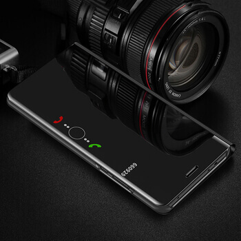 Zrcadlový plastový flip obal pro Huawei P30 - černý