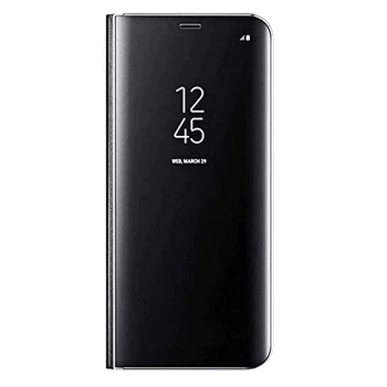 Zrcadlový plastový flip obal pro Samsung Galaxy S21 Ultra 5G G998B - černý