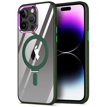 Plastový obal MagSafe se stojánkem pro Apple iPhone 11 Pro Max - tmavě zelený