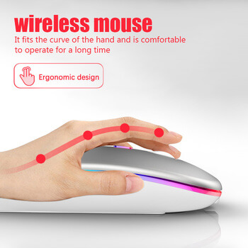 Bezdrátová dobíjecí myš s LED podsvícením stříbrná