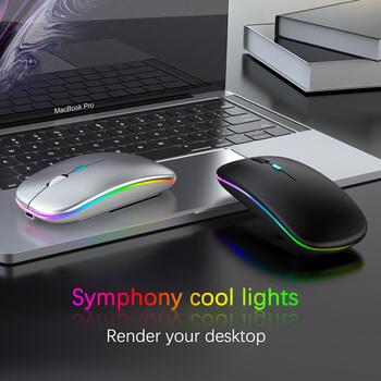 Bezdrátová dobíjecí myš s LED podsvícením zlatá
