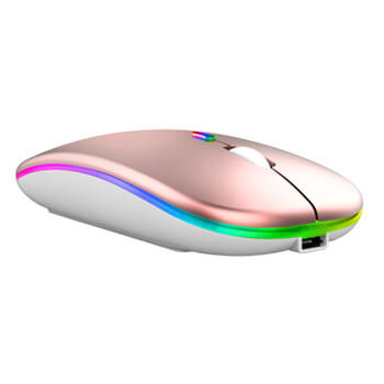 Bezdrátová dobíjecí myš s LED podsvícením světle růžová