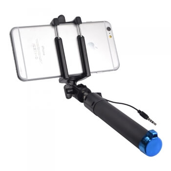 Teleskopická Selfie tyč monopod s ovládáním 78 cm a Jack konektorem - modrá rukojeť