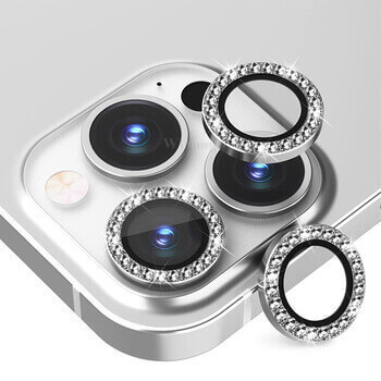 Luxusní ochranné sklo na čočku fotoaparátu a kamery pro Apple iPhone 14 Pro - stříbrné