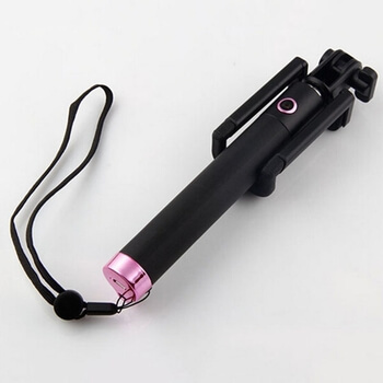BEZDRÁTOVÁ teleskopická selfie tyč monopod s ovládáním 80 cm - růžová rukojeť