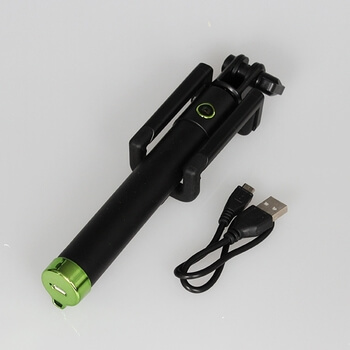 BEZDRÁTOVÁ teleskopická selfie tyč monopod s ovládáním 80 cm - zelená rukojeť