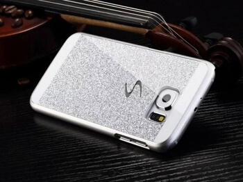 Plastový ochranný obal se třpytky Samsung Galaxy S6 Edge - stříbrný