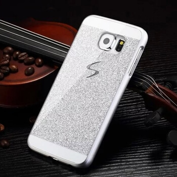 Plastový ochranný obal se třpytky Samsung Galaxy S6 Edge - stříbrný