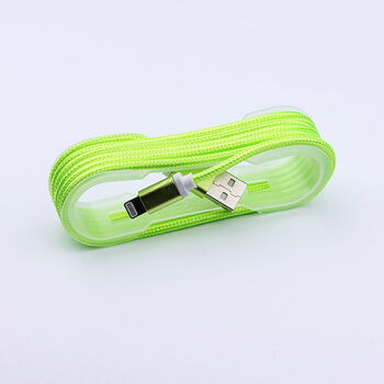 Nylonový USB Lightning kabel pro Apple - zelený