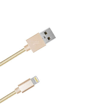 Nylonový USB Lightning kabel pro Apple - zlatý