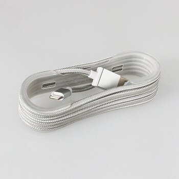 Nylonový USB Lightning kabel pro Apple - stříbrný