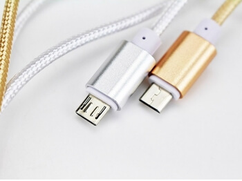 Nylonový USB kabel Micro USB - zlatý