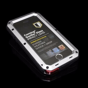 EXTRÉMNĚ odolný hliníkovo-silikonový obal pro Apple iPhone 5/5S/SE - stříbrný
