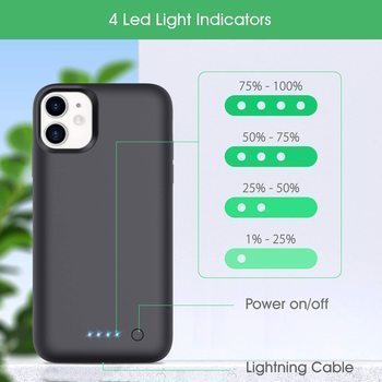 3v1 Silikonové pouzdro smart battery case power bank 5000 mAh pro Apple iPhone 8 Plus - černé