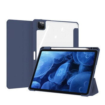 2v1 Smart flip cover + zadní silikonový ochranný obal s držákem na pero pro Apple iPad Pro 11" 2022 M2 (4.generace) - tmavě modrý