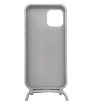 Gumový ochranný kryt se šňůrkou na krk pro Apple iPhone 15 Pro Max - šedý