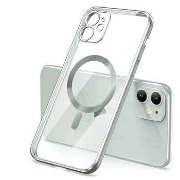MagSafe silikonový kryt pro Apple iPhone 15 Pro - stříbrný