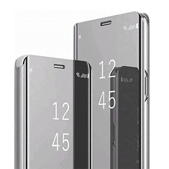 Zrcadlový plastový flip obal pro Samsung Galaxy A52 A525F - stříbrný