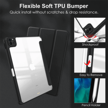 2v1 Smart flip cover + zadní silikonový ochranný obal s držákem na pero pro Huawei MatePad 11 - světle fialový