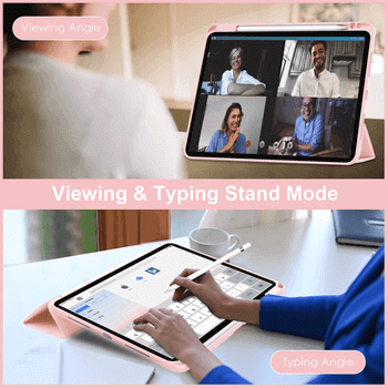 2v1 Smart flip cover + zadní silikonový ochranný obal s držákem na pero pro Honor Pad V8 Pro - světle růžový