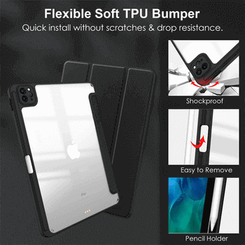2v1 Smart flip cover + zadní silikonový ochranný obal s držákem na pero pro Honor MagicPad 13 - světle fialový