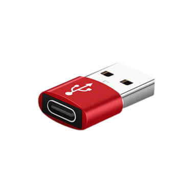 Redukce adaptér s adaptér USB samec/USB-C samice červená